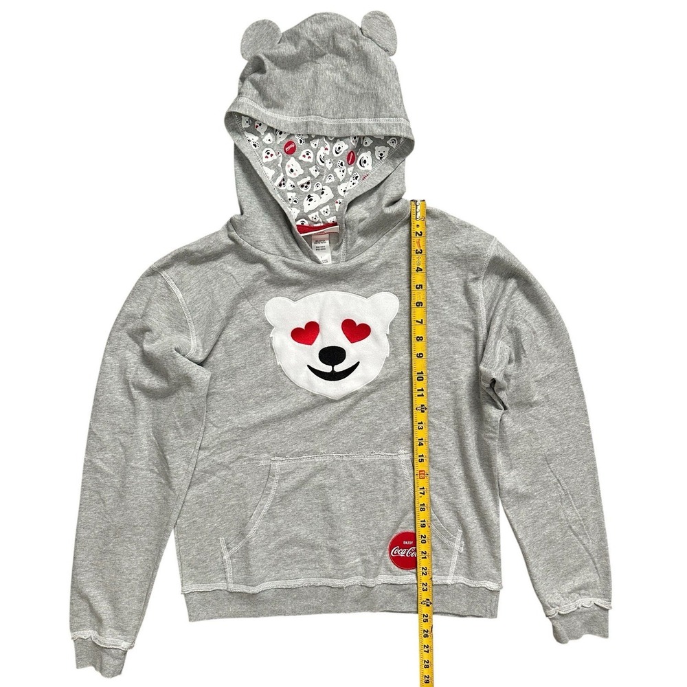 Coca Cola Hoodie Sweatshirt Womens Gray Polar Bear Coke Pullover Size L - Picture 3 of 5